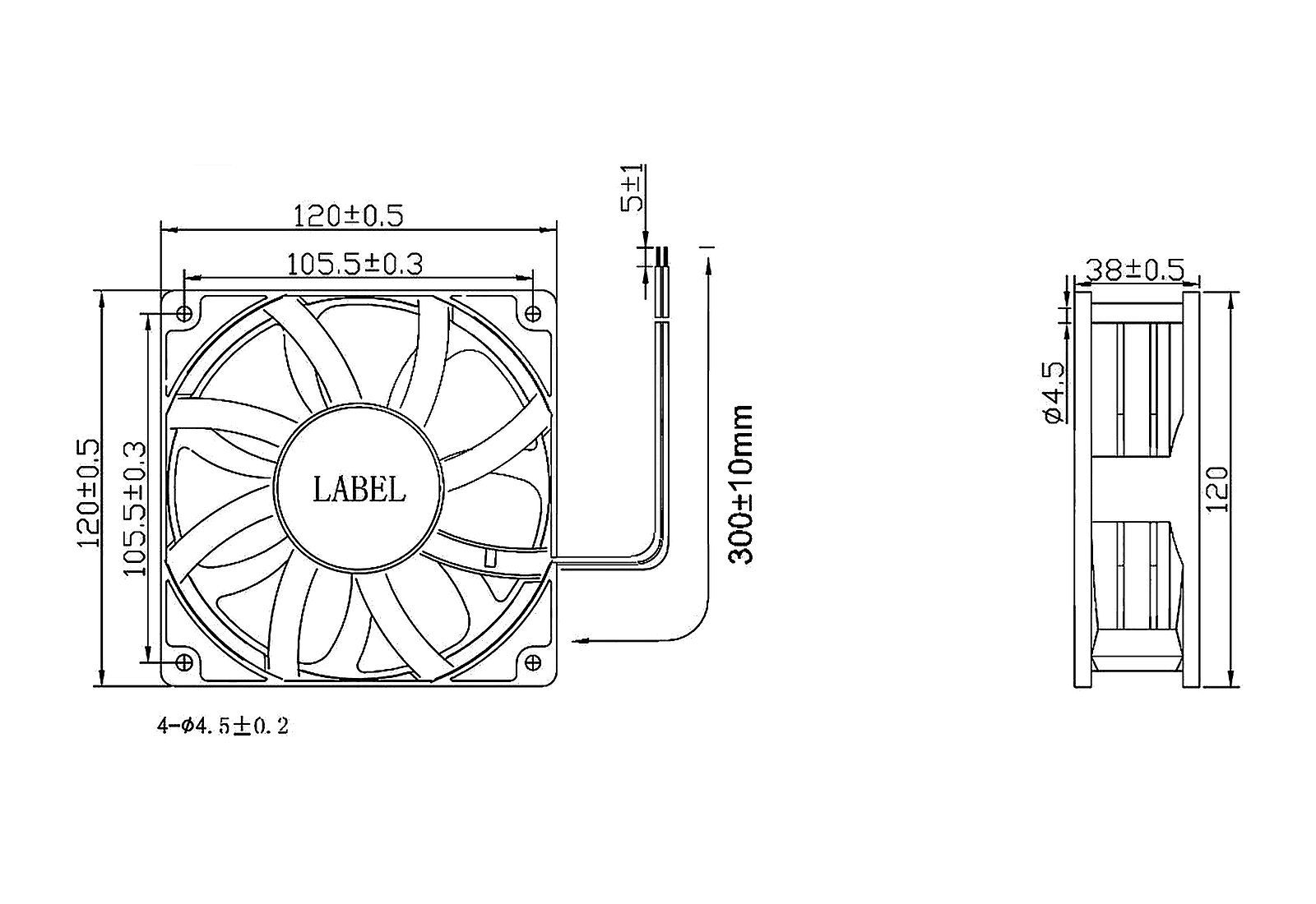 MFD12038 Dimensions