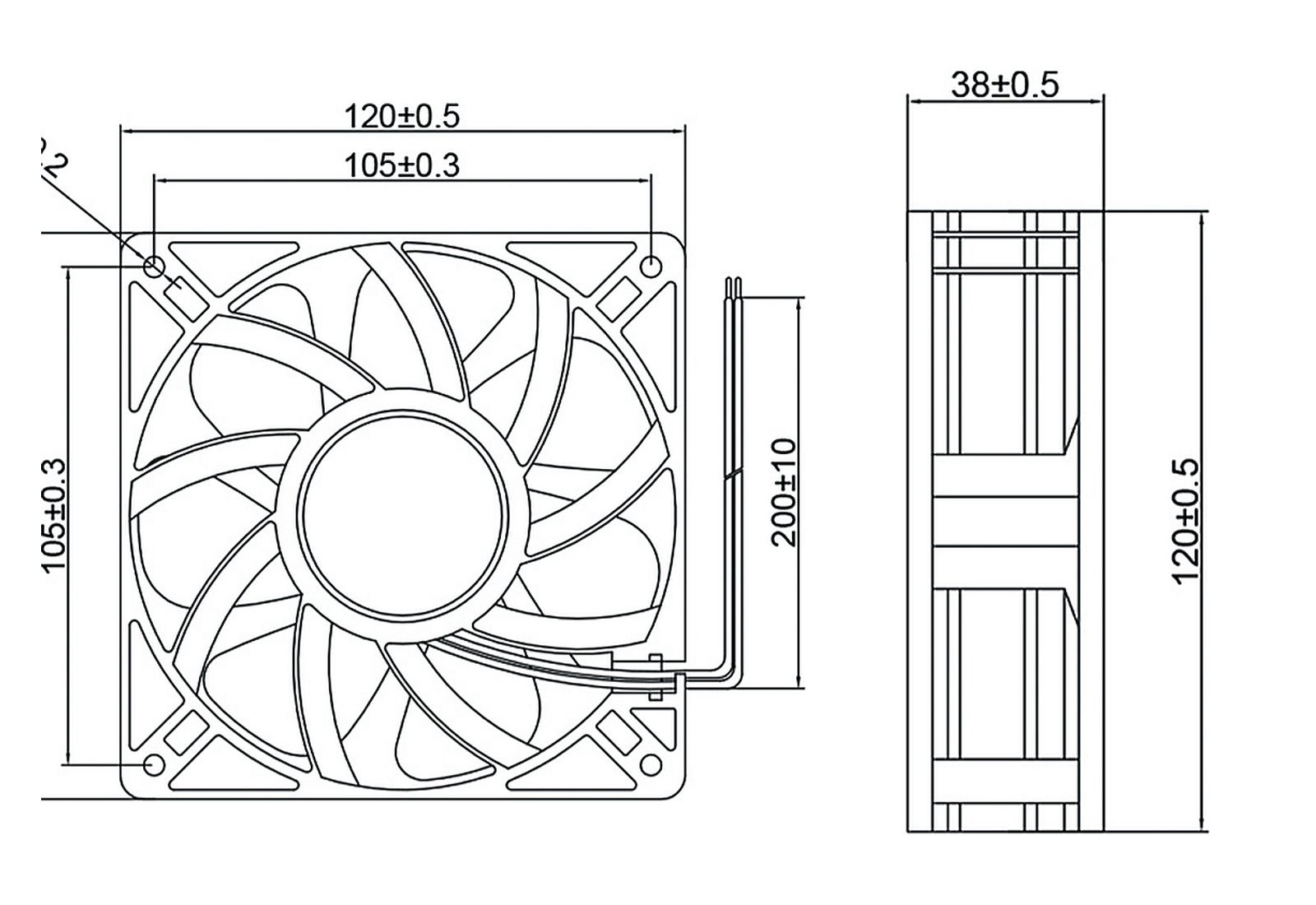 MFE12038Q Dimensions